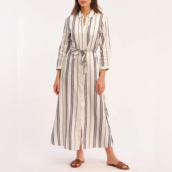 Philosophy Button-front Blue Striped Shirt Dress - Picture 2 of 10